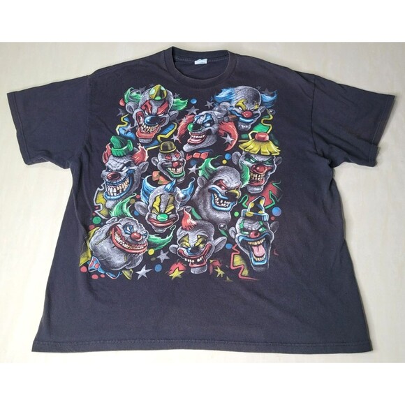 Y2K Delta Tag Killer Laughing Evil Clowns Graphic Men's XXL Black T-Shirt - Picture 2 of 16